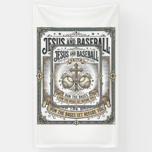 Jesus and Baseball Vintage Christian Banner