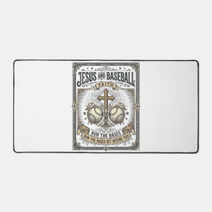 Jesus and Baseball Vintage Christian  Desk Mat