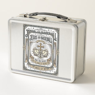 Jesus and Baseball Vintage Christian Metal Lunch Box