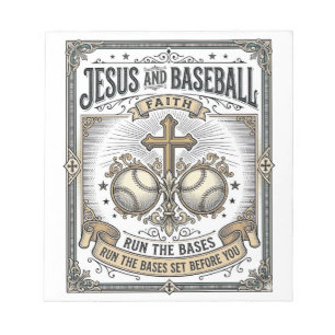 Jesus and Baseball Vintage Christian Notepad