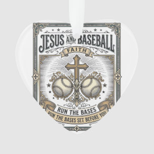 Jesus and Baseball Vintage Christian Ornament