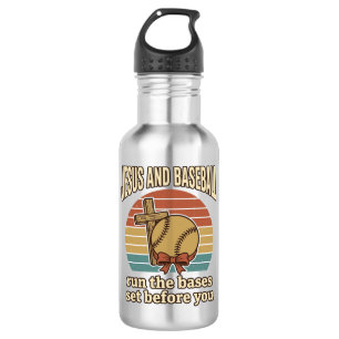Jesus and Baseball Vintage Christian Shirt 532 Ml Water Bottle