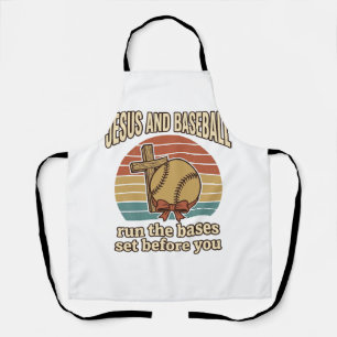 Jesus and Baseball Vintage Christian Shirt Apron