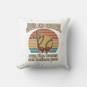 Jesus and Baseball Vintage Christian Shirt Cushion