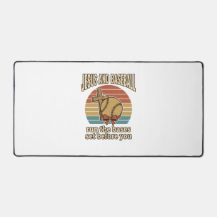 Jesus and Baseball Vintage Christian Shirt Desk Mat