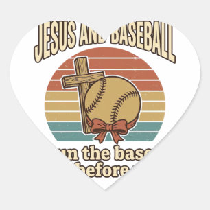 Jesus and Baseball Vintage Christian Shirt Heart Sticker