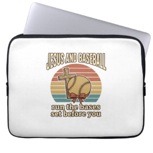 Jesus and Baseball Vintage Christian Shirt Laptop Sleeve