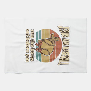 Jesus and Baseball Vintage Christian Shirt Tea Towel