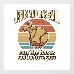 Jesus and Baseball Vintage Christian Shirt Window Cling