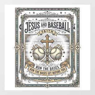 Jesus and Baseball Vintage Christian Window Cling