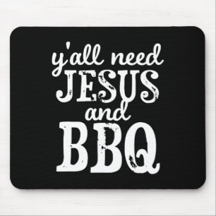 Jesus And Bbq For Religious Barbecue Lovers Mouse Mat