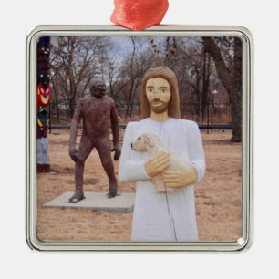 Jesus and Bigfoot Metal Tree Decoration