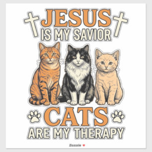 Jesus And Cats Are My Therapy Vintage Cat Shirt