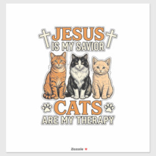 Jesus And Cats Are My Therapy Vintage Cat Shirt