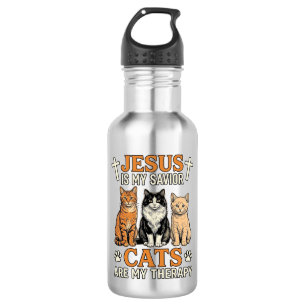 Jesus And Cats Are My Therapy Vintage Cat Shirt 532 Ml Water Bottle