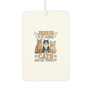 Jesus And Cats Are My Therapy Vintage Cat Shirt Car Air Freshener