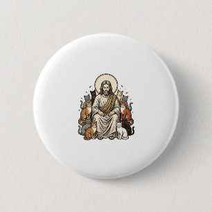Jesus and Cats Vintage 6 Cm Round Badge