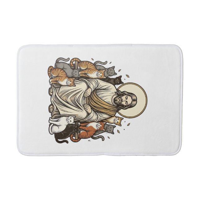 Jesus and Cats Vintage Bath Mat (Front)
