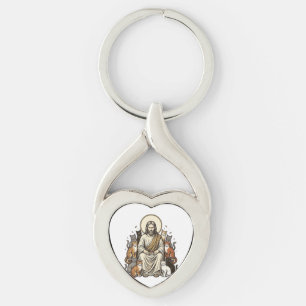 Jesus and Cats Vintage Key Ring