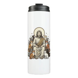 Jesus and Cats Vintage Thermal Tumbler