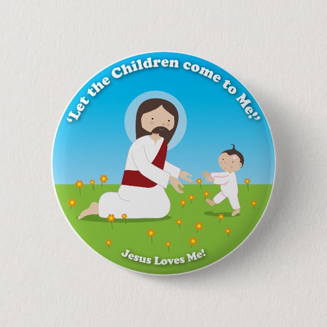 Jesus and Child 6 Cm Round Badge (Front)
