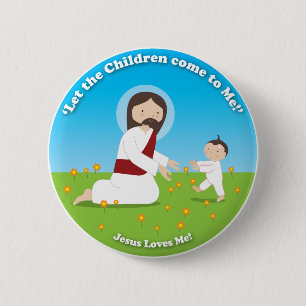 Jesus and Child 6 Cm Round Badge