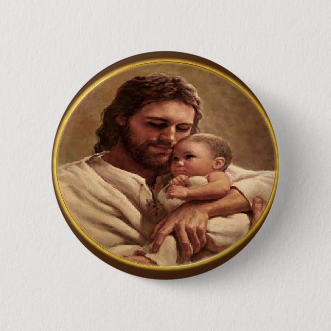 Jesus and child 6 cm round badge (Front)