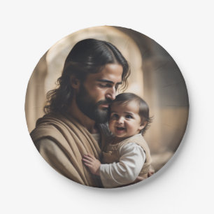 Jesus and Child Paper Plate