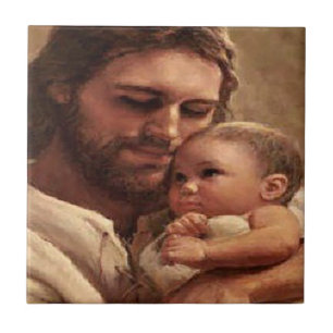 Jesus and child tile