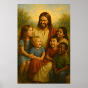 Jesus And Children™ LDS Wall Art Poster