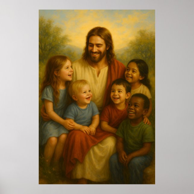Jesus And Children™ LDS Wall Art Poster (Front)
