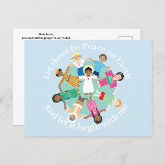 Jesus and children peace prayer postcard
