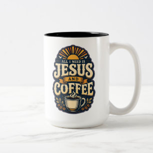 Jesus and Coffee Christian Faith Coffee Lover Two-Tone Coffee Mug