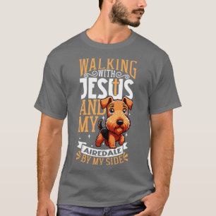 Jesus and dog Airedale Terrier T-Shirt