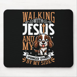 Jesus and dog - English Springer Spaniel Mouse Mat