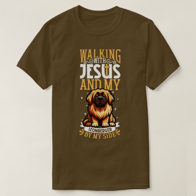 Jesus and dog Leonberger T-Shirt (Design Front)