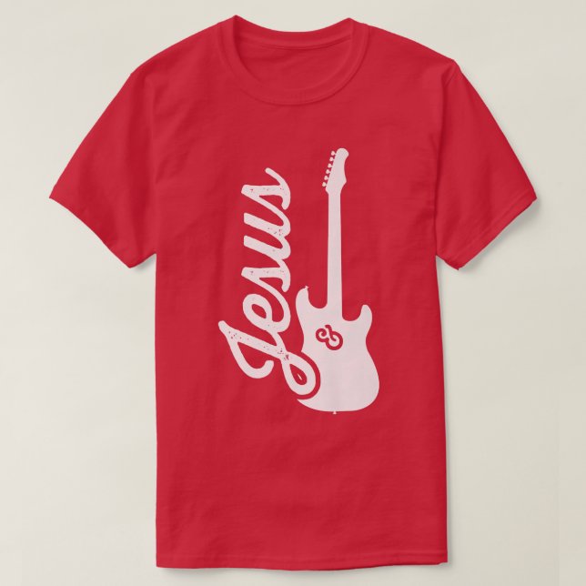 Jesus and Electric Guitar Christian Guitarist Fait T-Shirt (Design Front)