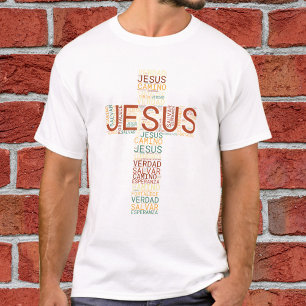 Jesus And Faith Cross Men's Christian Spanish T-Shirt