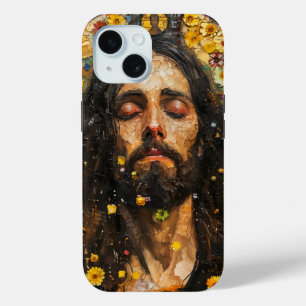 Jesus and Flowers Abstract iPhone 15 Case