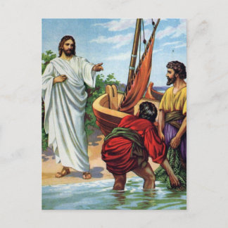 Jesus And Four Fishermen Postcard