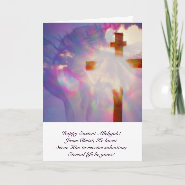 Jesus and Glowing Cross Easter Card (Front)