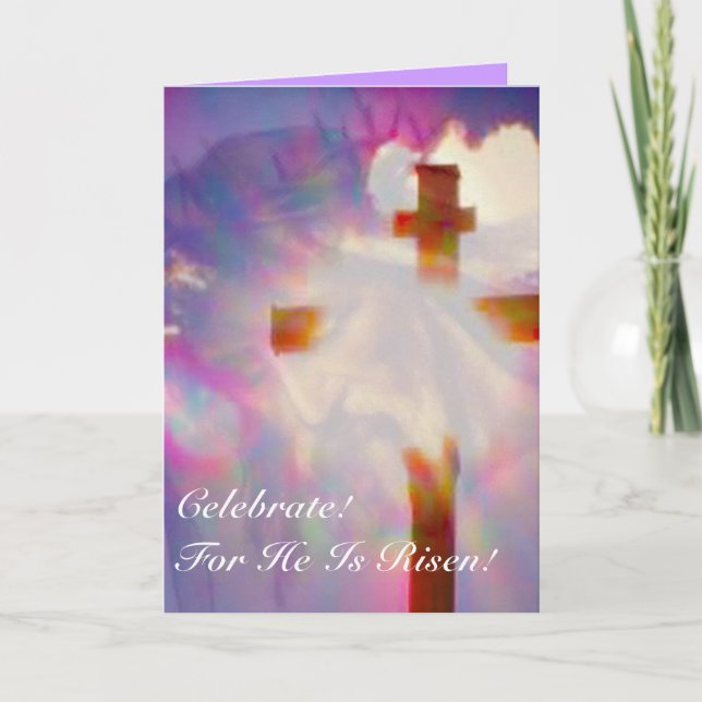 Jesus and Glowing Cross Easter Card (Front)