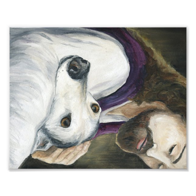 Jesus and Greyhound Dog Art Print (Front)