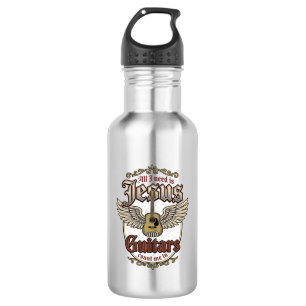 Jesus and Guitars Vintage Christian Guitar 532 Ml Water Bottle