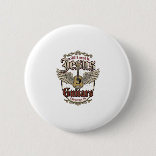 Jesus and Guitars Vintage Christian Guitar 6 Cm Round Badge