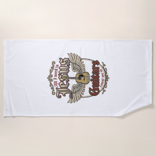 Jesus and Guitars Vintage Christian Guitar Beach Towel
