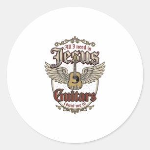 Jesus and Guitars Vintage Christian Guitar Classic Round Sticker