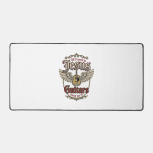 Jesus and Guitars Vintage Christian Guitar Desk Mat