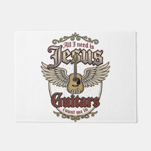 Jesus and Guitars Vintage Christian Guitar Doormat