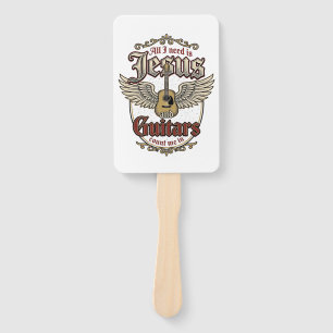 Jesus and Guitars Vintage Christian Guitar Hand Fan